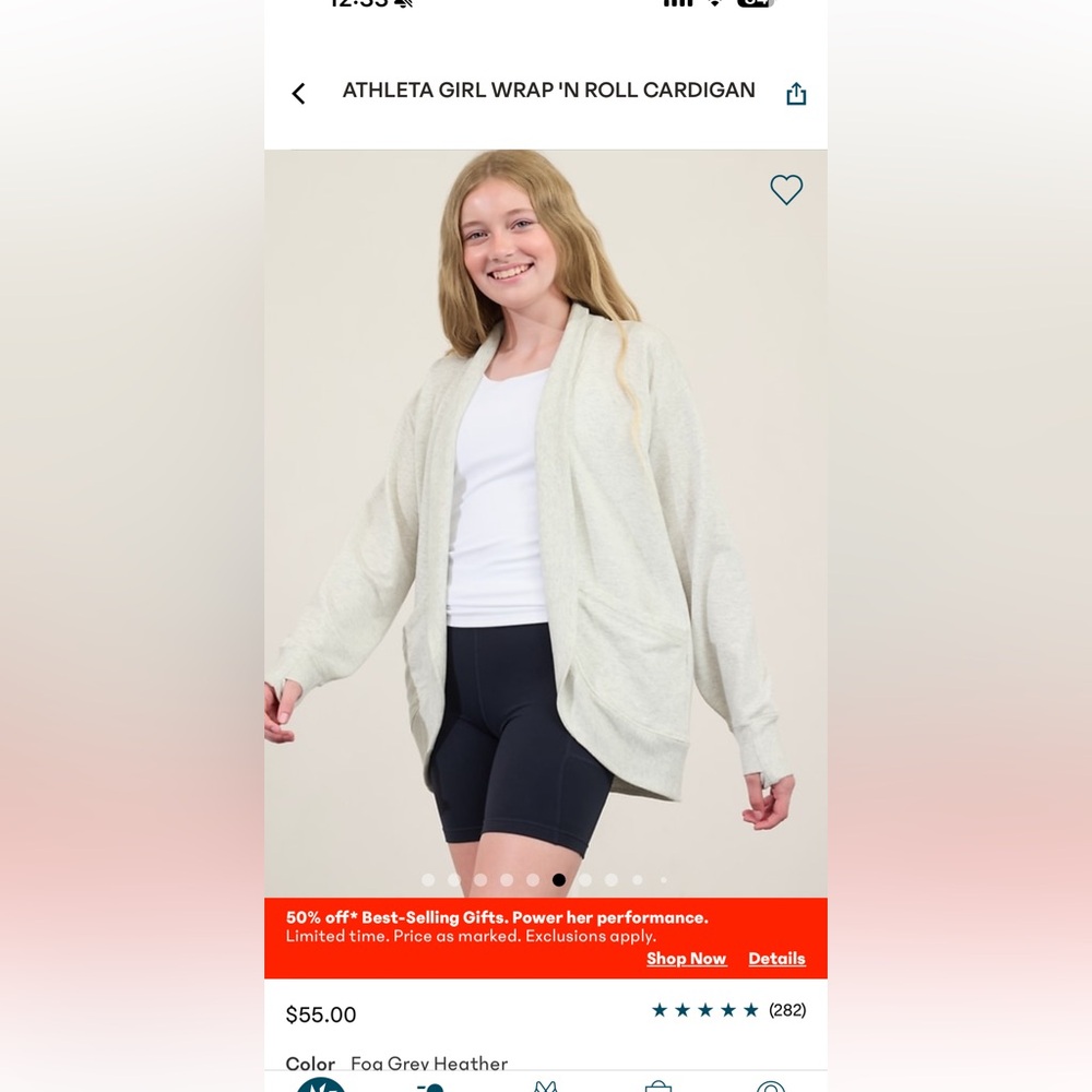 Athleta Girl Wrap and Roll Cardigan Sweatshirt
